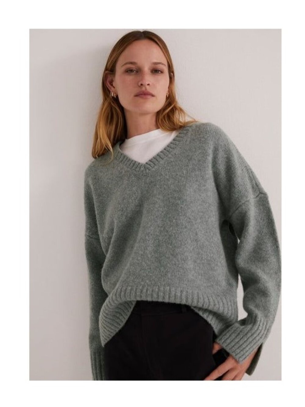 Favorite Daughter The William Sweater / Medium / Smoke Grey V-Neck Wool Cashmere